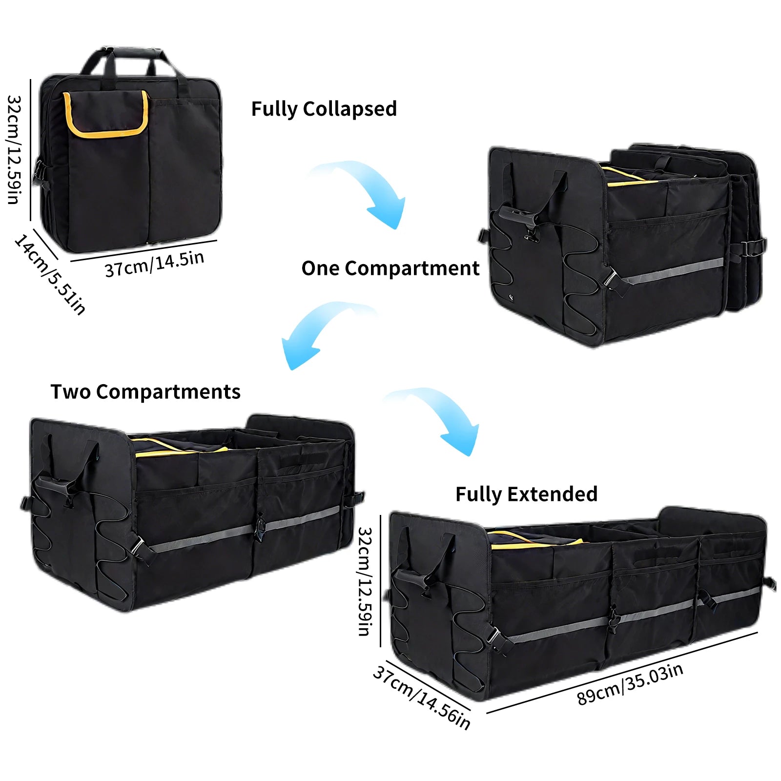 Coffre de Rangement Pliable pour Voiture avec Sac Isotherme