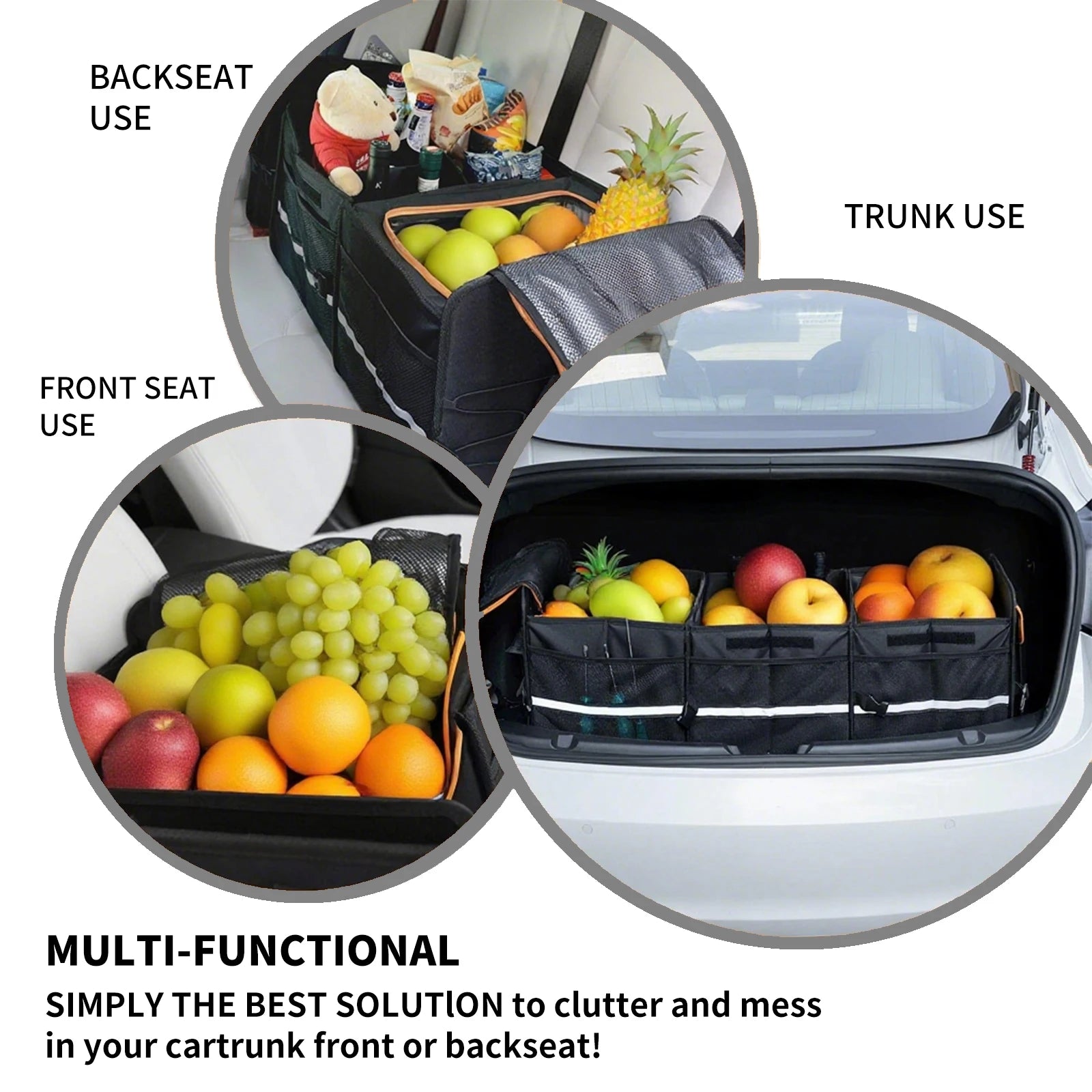 Coffre de Rangement Pliable pour Voiture avec Sac Isotherme