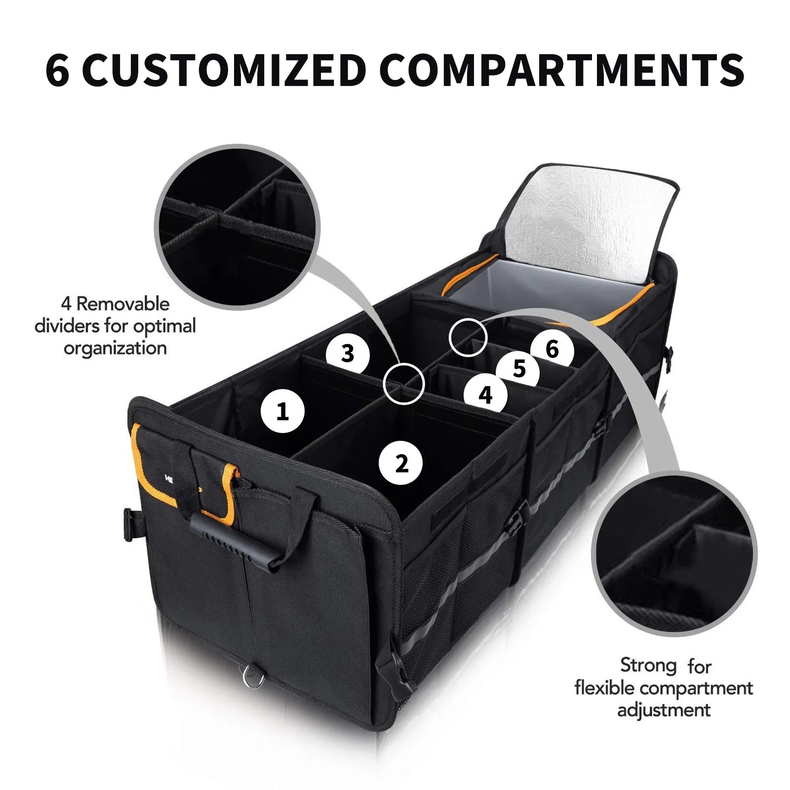 Coffre de Rangement Pliable pour Voiture avec Sac Isotherme