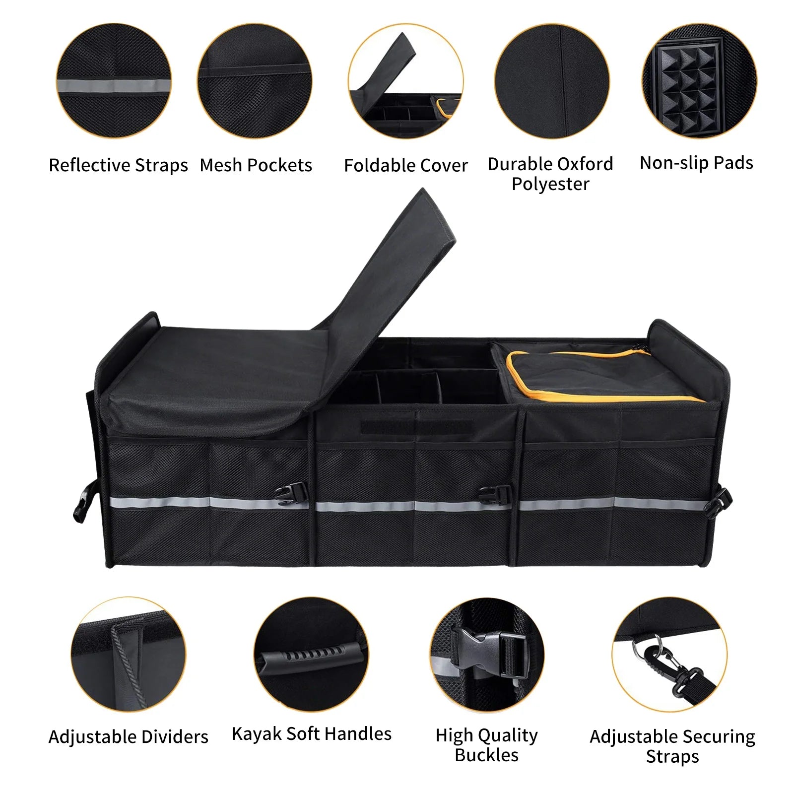 Coffre de Rangement Pliable pour Voiture avec Sac Isotherme