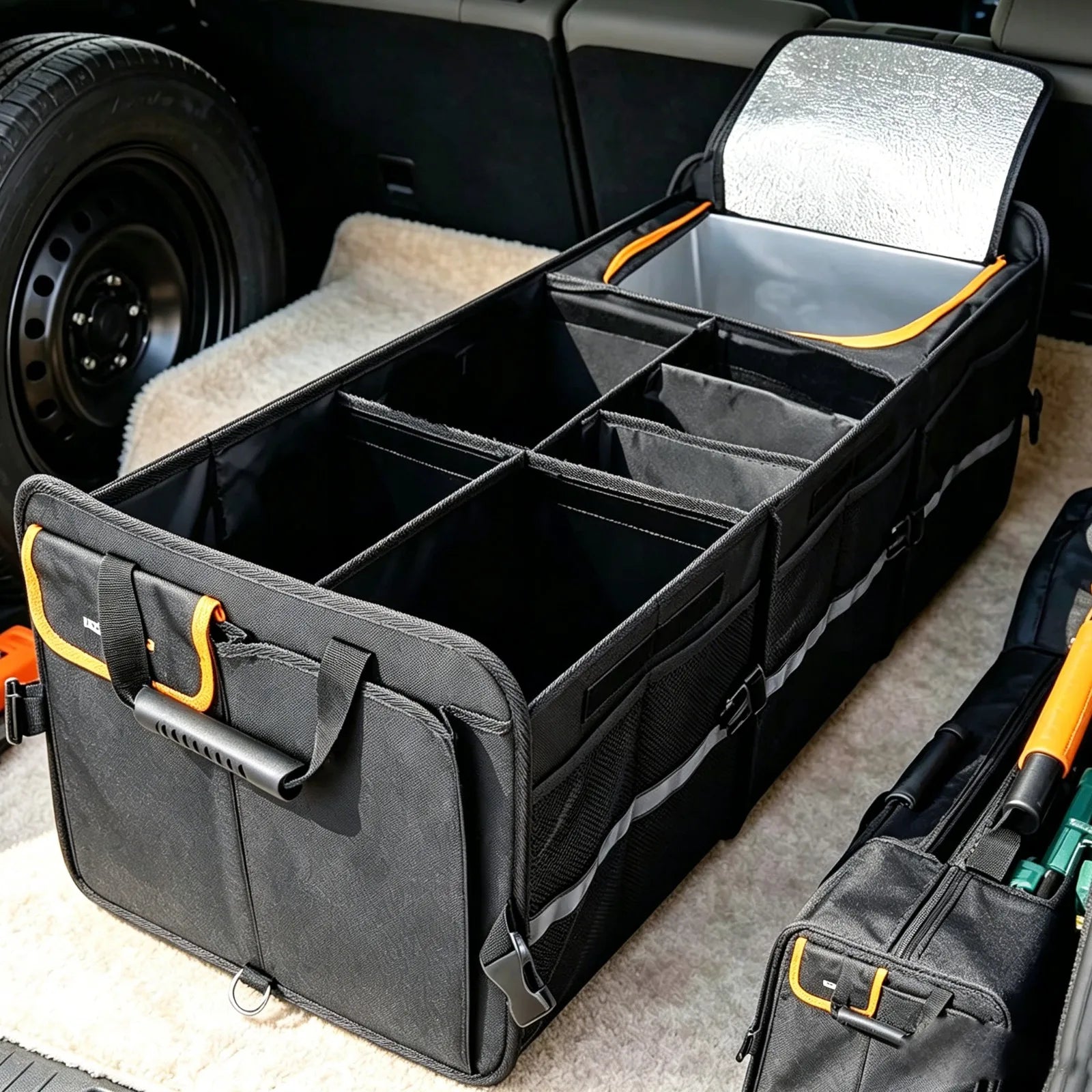 Coffre de Rangement Pliable pour Voiture avec Sac Isotherme